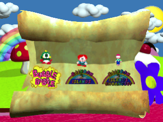 Bubble Bobble Featuring Rainbow Islands title screen for Playstation